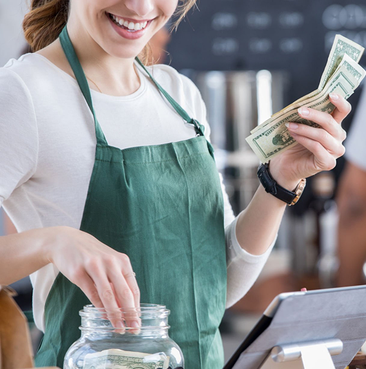 A person receiving a gift, representing customer loyalty rewards.